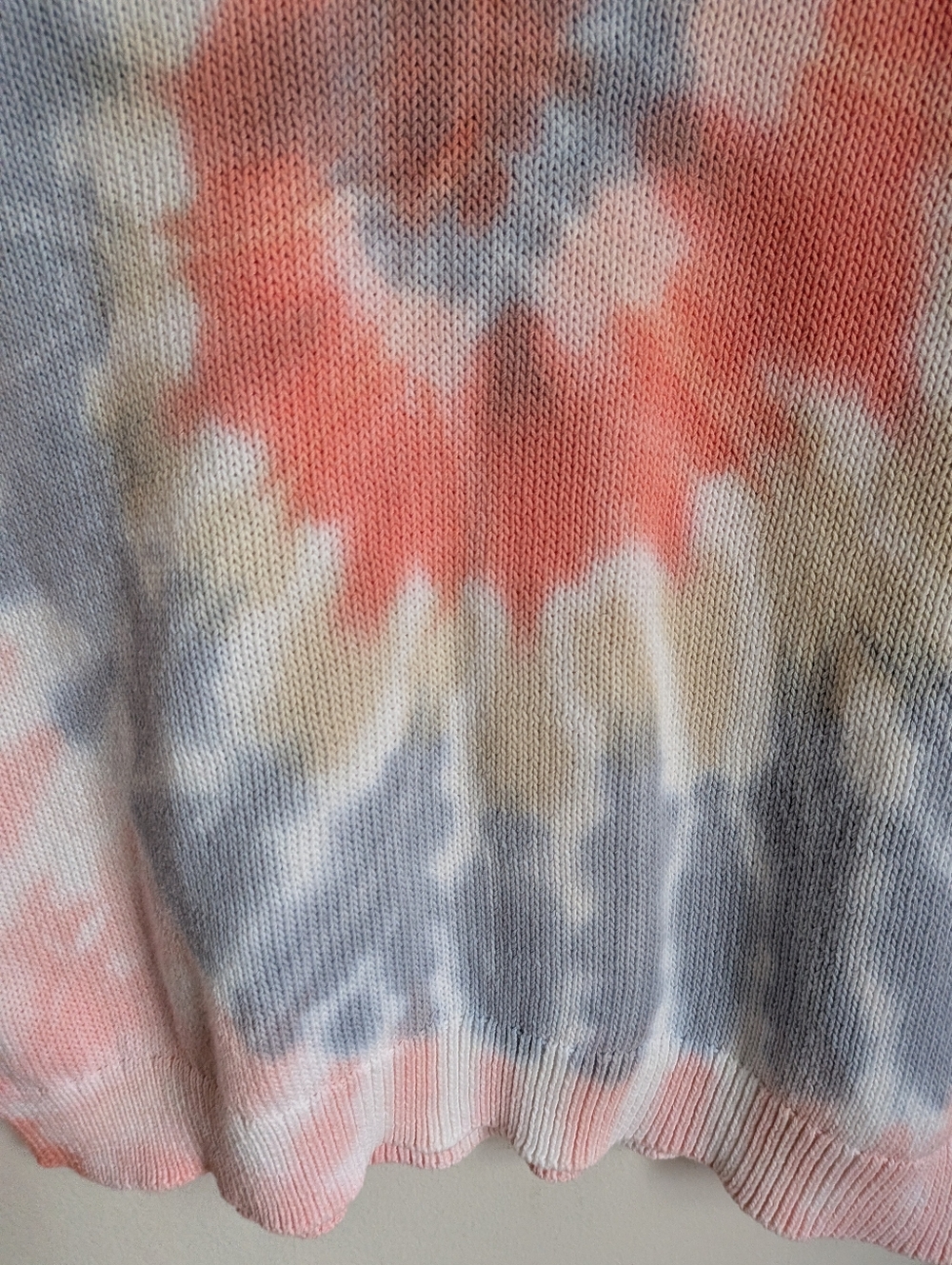 BONPOINT Orange Blue Bohemian Casual Cotton Tie Dye V Neck Sweater Size Medium - Picture 3 of 11